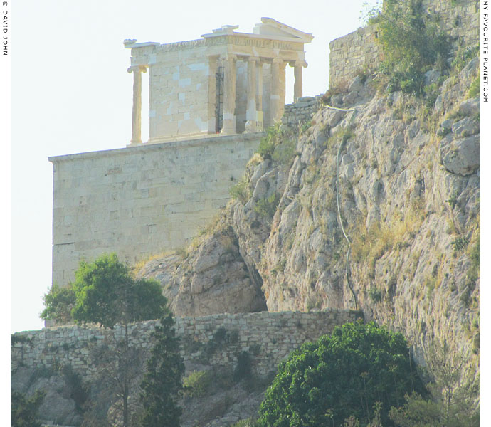 The front of the Temple of Athena Nike from the south slope of the Acropolis, Athens, Greece at My Favourite Planet