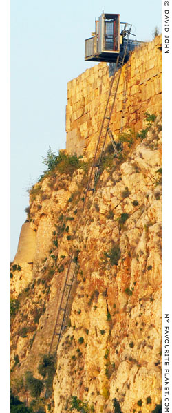 The elevator to the top level of the Acropolis for physically challenged people at My Favourite Planet