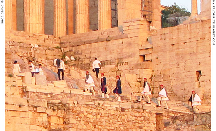 Evzones climbing up to the Acropolis, Athens, Greece at My Favourite Planet