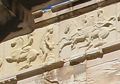 Part of the frieze on the west side of the Parthenon, Athens, Greece at My Favourite Planet
