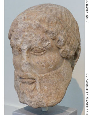 Marble head of a mature, bearded Dionysus from the Athens Acropolis at My Favourite Planet