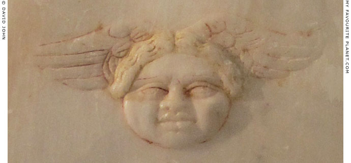 The winged Gorgon's head on the shield of the Varvakeion statuette at My Favourite Planet The winged Gorgon's head on the shield of the Varvakeion statuette at My Favourite Planet