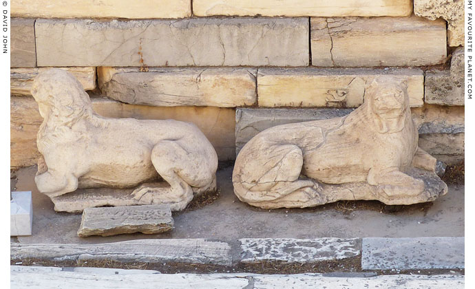 Two of the three stone lions at the Beulé Gate at My Favourite Planet