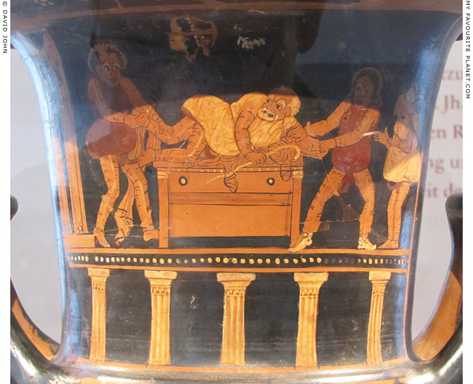A scene from an Attic comedy on a calyx krater made in Paestum at My Favourite Planet
