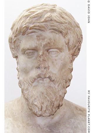 Marble head of a herm, possibly a portrait of Plutarch or Plotinus, Delphi Archaeological Museum at My Favourite Planet
