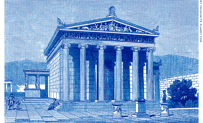 Reconstruction drawing of the east side of the Erechtheion at My Favourite Planet Reconstruction drawing of the east side of the Erechtheion at My Favourite Planet