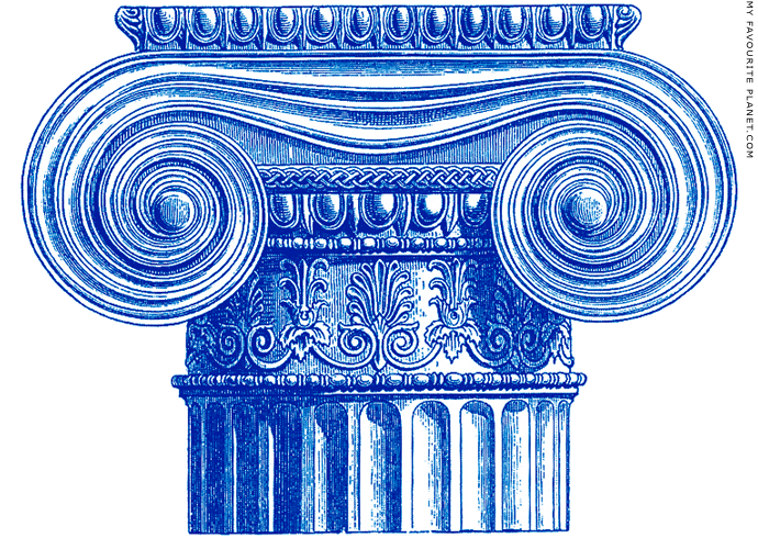 Reconstruction drawing of an Ionic capital of the Erechtheion at My Favourite Planet