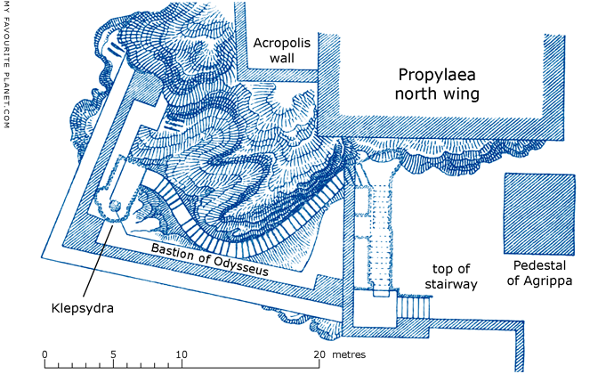 Plan of the stairway down to the Klepsydra spring at My Favourite Planet