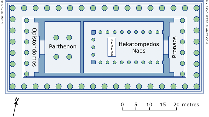 Plan of the Parthenon, Acropolis, Athens, Greece at My Favourite Planet