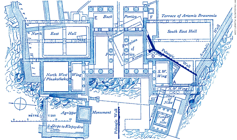 Plan of the Propylaia, Acropolis, Athens at My Favourite Planet