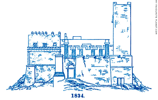 The western end of the Acropolis in 1834 before the beginning of restoration work The western end of the Acropolis in 1834 before the beginning of restoration work