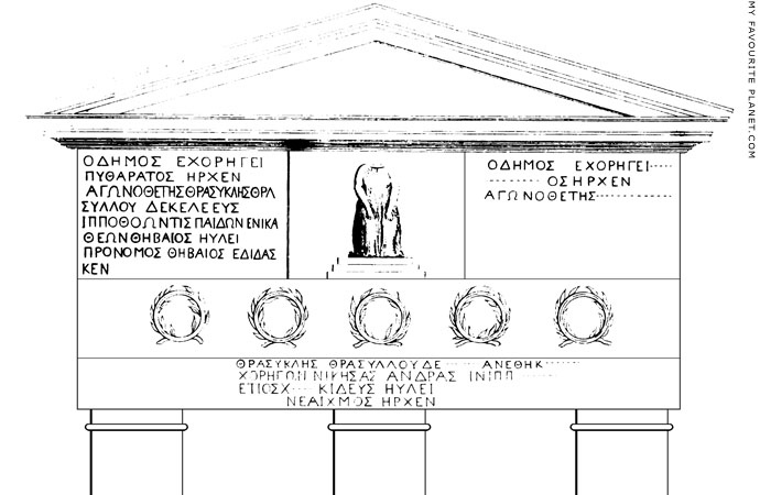 Drawing of The facade of the Choragic Monument of Thrasyllos by the Earl of Sandwich