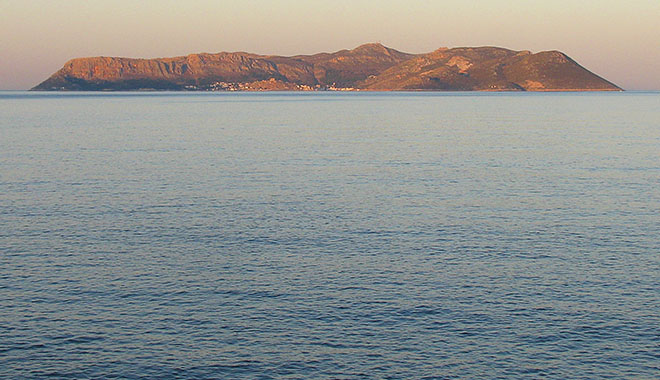 Kastellorizo island, Greece at dawn from the Turkish resort of Kas at My Favourite Planet