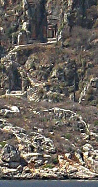 The Lycian tomb, halfway up a cliff, Kastellorizo, Greece at My Favourite Planet