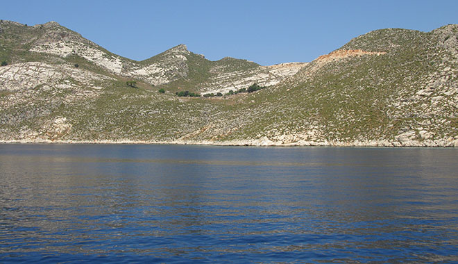 A valley with trees on Kastellorizo's northern peninsular, Greece at My Favourite Planet