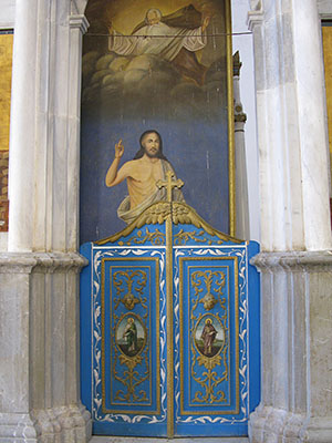 The central panel of the iconostasis of Agios Giorgos Tou Pigadiou church, Kastellorizo, Greece at My Favourite Planet