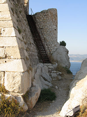 The stairs to the top of the tower of the Castle of the Knights of Saint John, Kastellorizo, Greece at My Favourite Planet