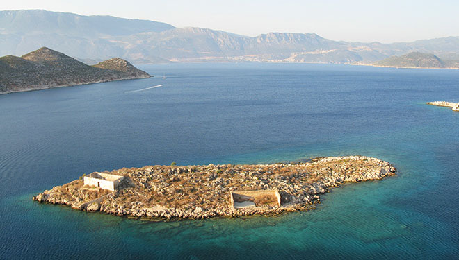 Psoradia islet, north of the entrance to Kastellorizo harbour, Greece at My Favourite Planet