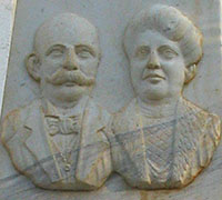 Monument to Loukas and Anastasia Santrape in front of Agios Geogos tou Horafiou church, Kastellorizo, Greece at My Favourite Planet