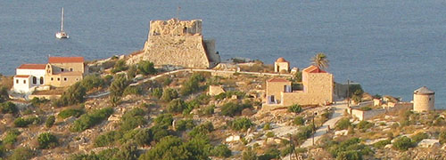 Aerial view of the Kavos headland and Knights' Castle, Kastellorizo island, Greece at My Favourite Planet