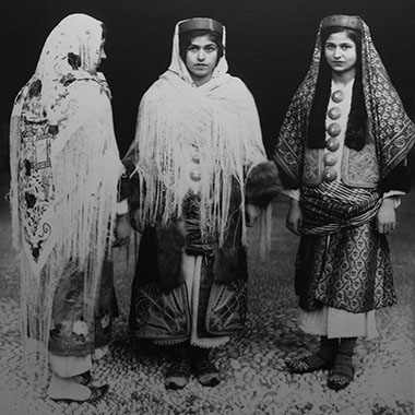 Vintage photo of local young women in traditional costumes, Kastellorizo Cultural Museum, Greece at My Favourite Planet