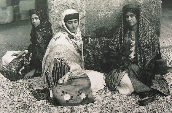Archive photo of young Kastellorizian women in traditional costumes, Kastellorizo Cultural Museum, Greece at My Favourite Planet