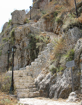 The steep steps up to the Lycian tomb, Kastellorizo, Greece at My Favourite Planet