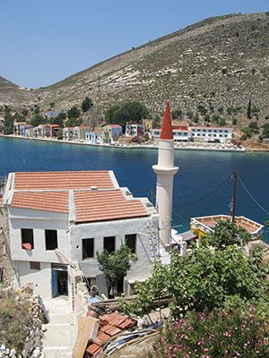 Kastellorizo harbour from the Archaeological Museum in the Konaki fortress, Greece at My Favourite Planet