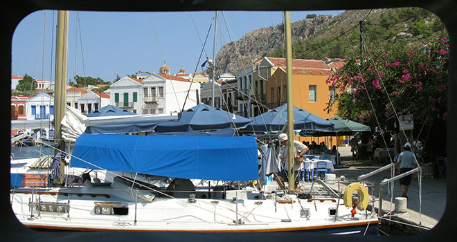 A sailing boat moored in Kastellorizo harbour, Greece at My Favourite Planet