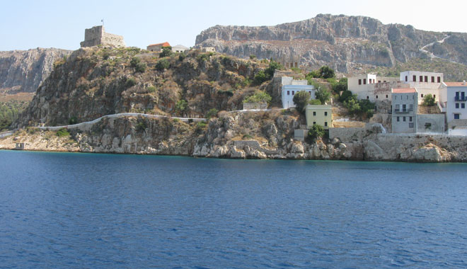 The Castle of the Knights of St. John and houses on the north coast of Kastellorizo, Greece at My Favourite Planet