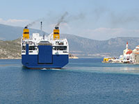 The Diagoras ferry leaving Kastellorizo harbour, Greece at My Favourite Planet