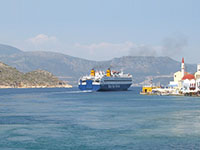 The Diagoras ferry leaving Kastellorizo harbour, Greece at My Favourite Planet