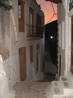 A stepped backstreet in Kastellorizo town in the early evening at My Favourite Planet