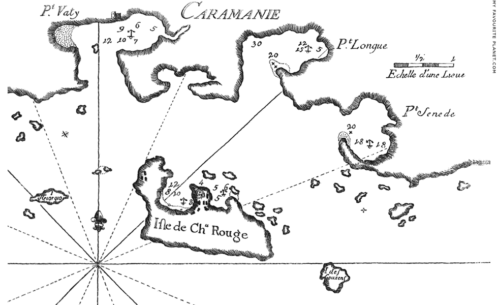 A map of Kastellorizo by the French cartographer Joseph Roux at My Favourite Planet