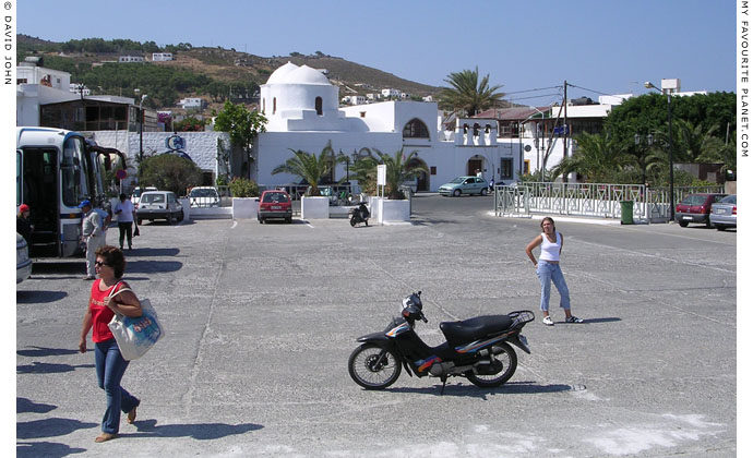 The ferry port of Skala, the main harbour of Patmos island, Greece at My Favourite Planet The ferry port of Skala, the main harbour of Patmos island, Greece at My Favourite Planet