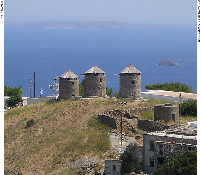 16th century windmills on the east coast of Patmos island, Greece at My Favourite Planet