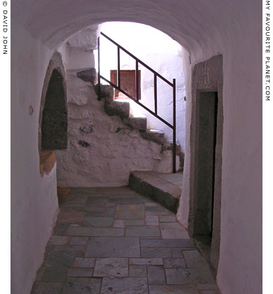 The corridor and stairway up to the inner courtyard of the Monastery of Saint John, Patmos, Greece at My Favourite Planet