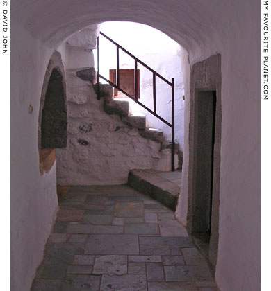 The corridor and stairway up to the inner courtyard of the Monastery of Saint John, Patmos, Greece at My Favourite Planet The corridor and stairway up to the inner courtyard of the Monastery of Saint John, Patmos, Greece at My Favourite Planet