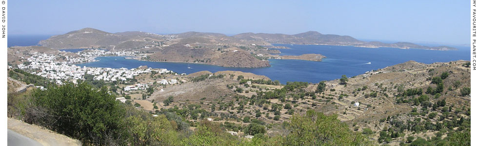 Panoramic view over Skala, the main port of Patmos island, Greece at My Favourite Planet