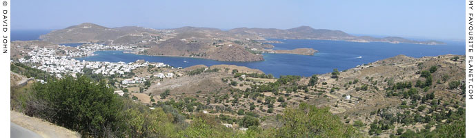 Panoramic view over Skala, the main port of Patmos island, Greece at My Favourite Planet
