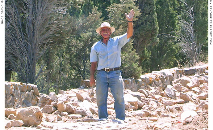 A local man repairs a wall at the Monastery of the Apocalypse, Patmos, Greece at My Favourite Planet