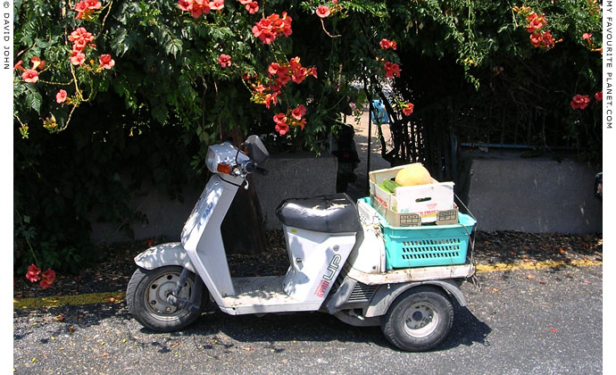 Fruit delivery transport in Skala's harbour, Patmos island, Greece at My Favourite Planet