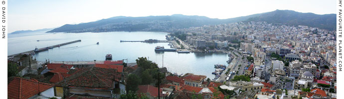 Kavala's main harbour and city centre from the Kastro at My Favourite Planet