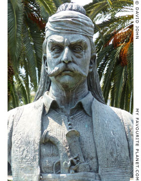 Bronze bust of Theodoros Kolokotronis in Kavala, Macedonia, Greece at My Favourite Planet