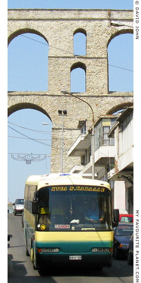 A KTEL Kavalas bus passes under the Kamares Aqueduct on the way to Xanthi at My Favourite Planet