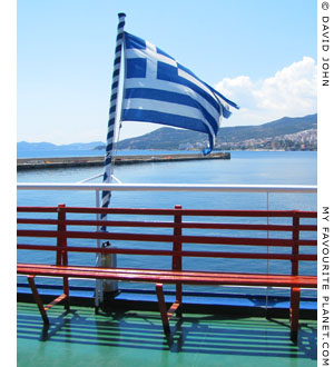 The Greek flag on a Thasos ferry at My Favourite Planet