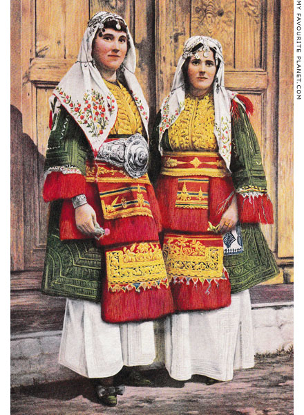 Two Macedonian women in colourful local costume at My Favourite Planet