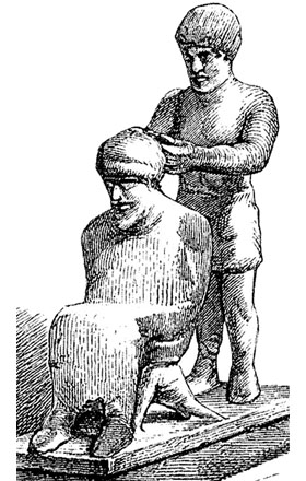 Terracotta figurine of a barber and customer from Tanagra at My Favourite Planet Terracotta figurine of a barber and customer from Tanagra at My Favourite Planet