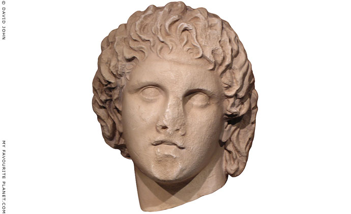Marble head of Alexander the Great, Pella Archaeological Museum, Macedonia, Greece at My Favourite Planet