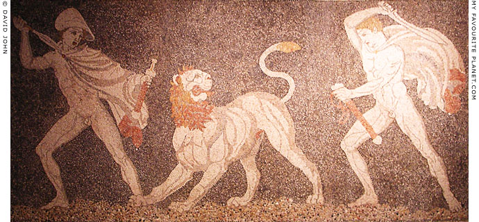 Lion Hunt mosaic, Pella Archaeological Museum, Macedonia, Greece at My Favourite Planet Lion Hunt mosaic, Pella Archaeological Museum, Macedonia, Greece at My Favourite Planet